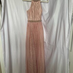 Speechless Blush Pink Beaded Halter Prom Dress